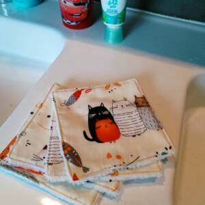 Lot de 4 débarbouillettes🐈